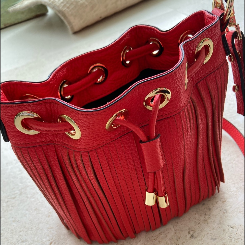 Milly fringed leather cross body bag.